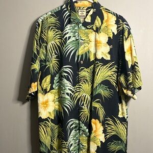 Tommy Bahama Men's Black Floral Shirt 100% Silk Medium
